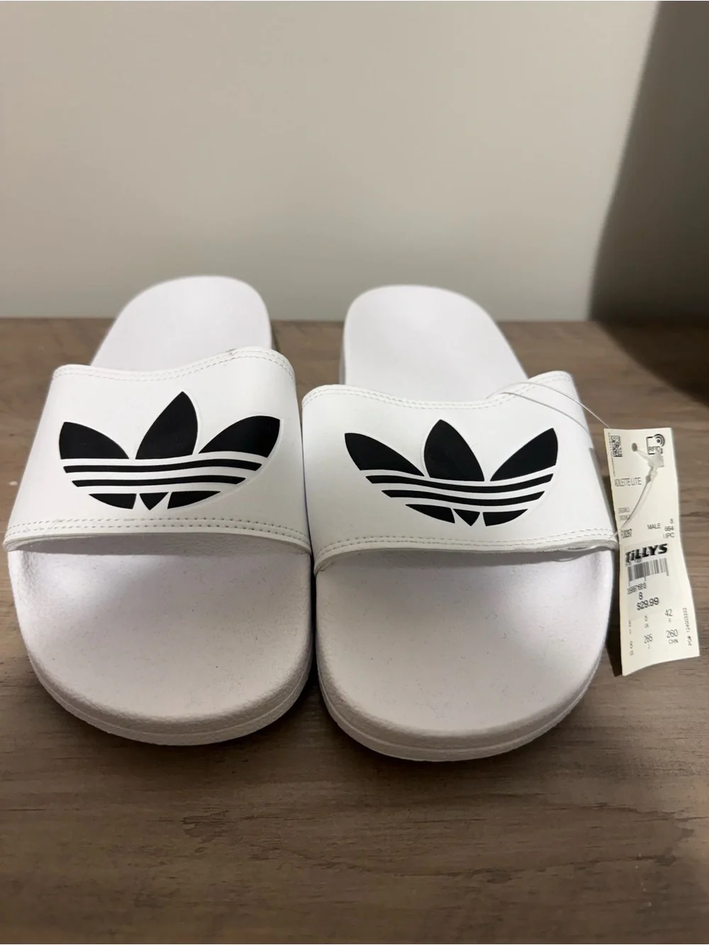 Adidas White & Black Adilette Slide Sandals